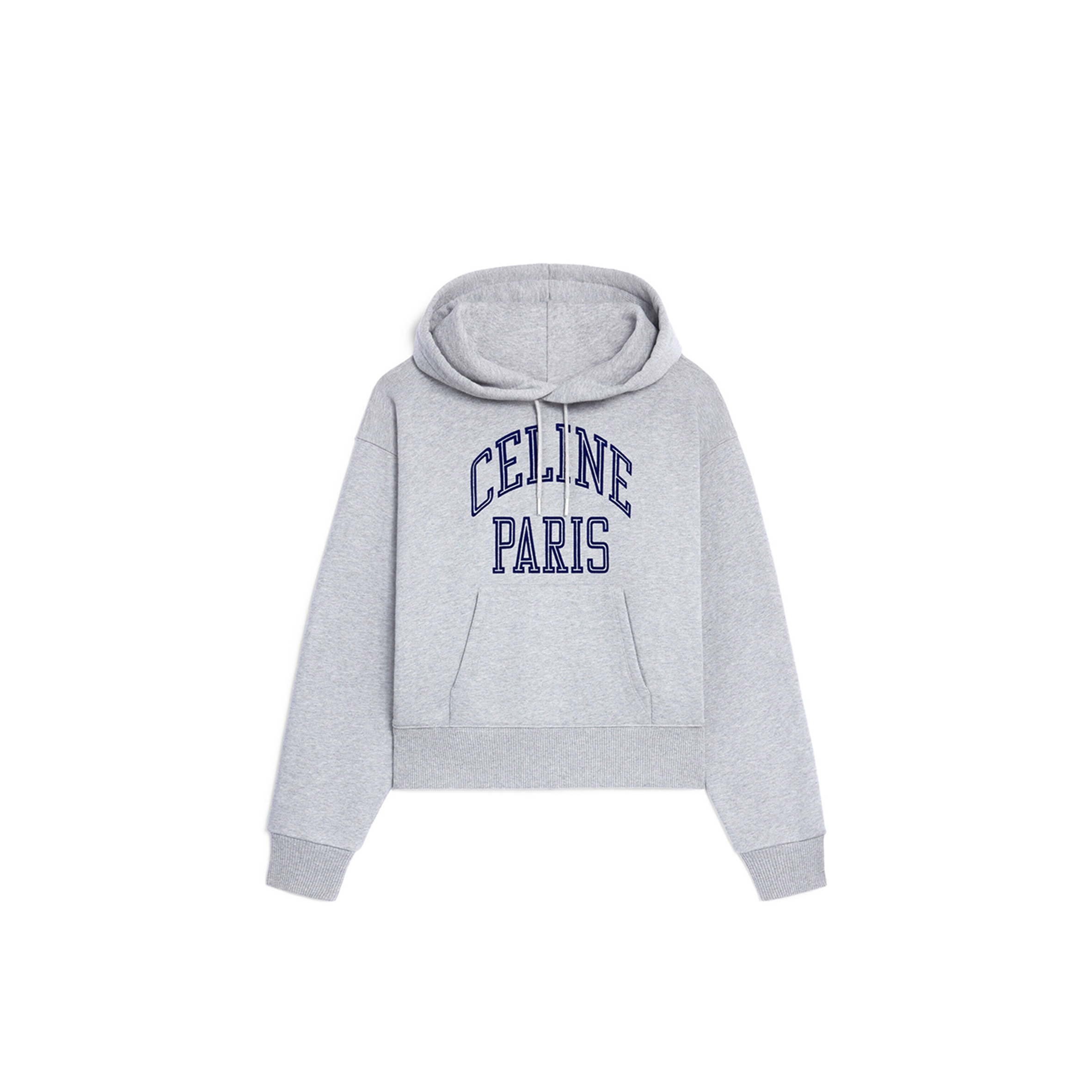 CELINE LOOSE HOODIE IN COTTON FLEECE GREY MELANGE NAVY RY0KI345F-09SH